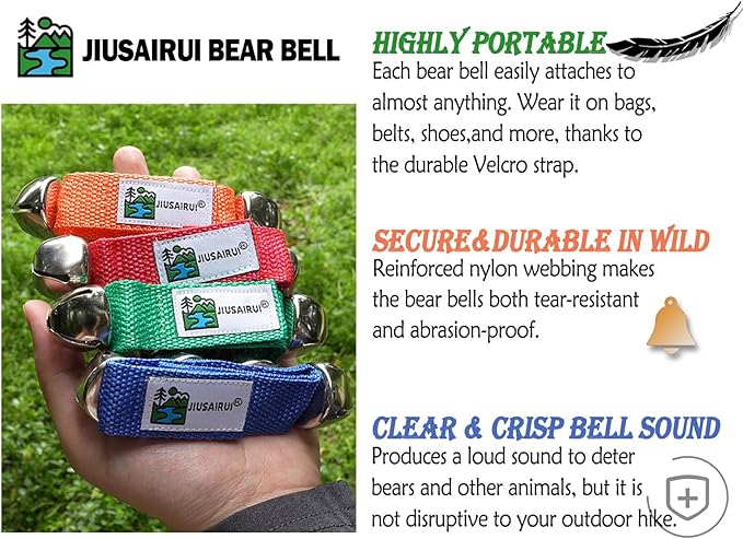 Outdoor Bear Bells for Hiking Safety: Bear Horn to Scare Bears Deterrent Devices for Dogs Biking
