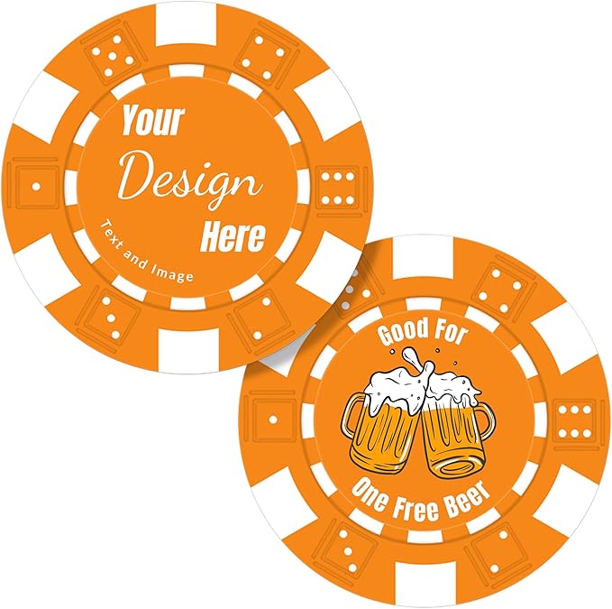 50 Custom Poker Chips,Personalized with Your Logo Image or Text,11.5g Clay Casino Chips for Events