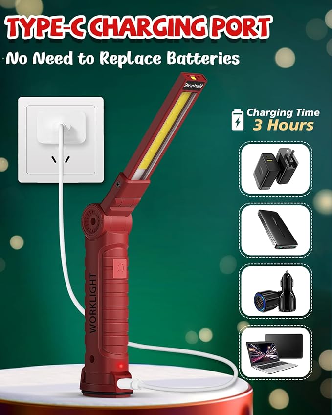 Coquimbo Tool Gifts for Men Dad, Rechargeable Flashlight LED Work Lights Grill Light with Magnetic