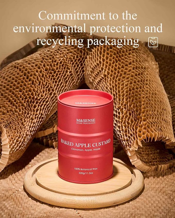 M&SENSE Baked Apple Scented Candles Natural Non Toxic, Aromatherapy Candle for Stress Relief