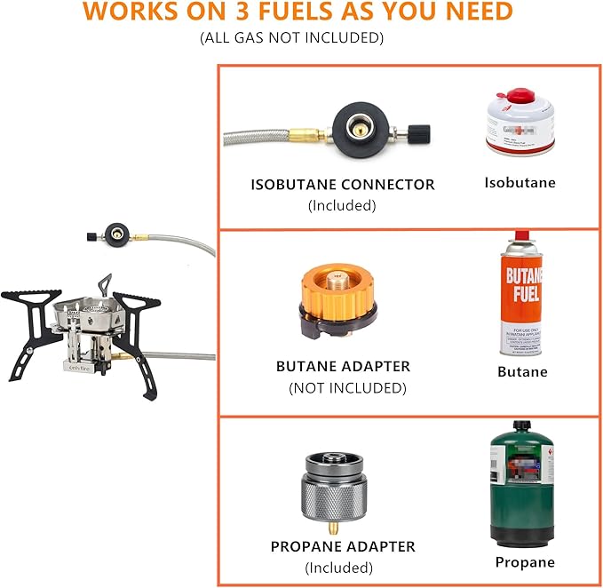 ONLYFIRE Portable Camping Gas Stove 6800W, Small Backpacking Stove with Piezo Ignition, Propane