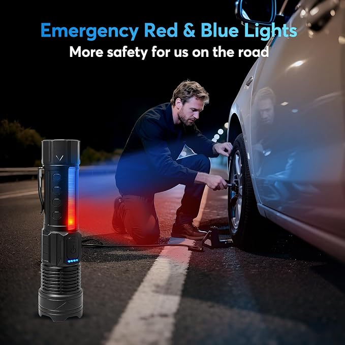 JIJ Flashlight 3 Pack, Rechargeable Flashlights High Lumens, 7 Modes LED Flashlight with IP67