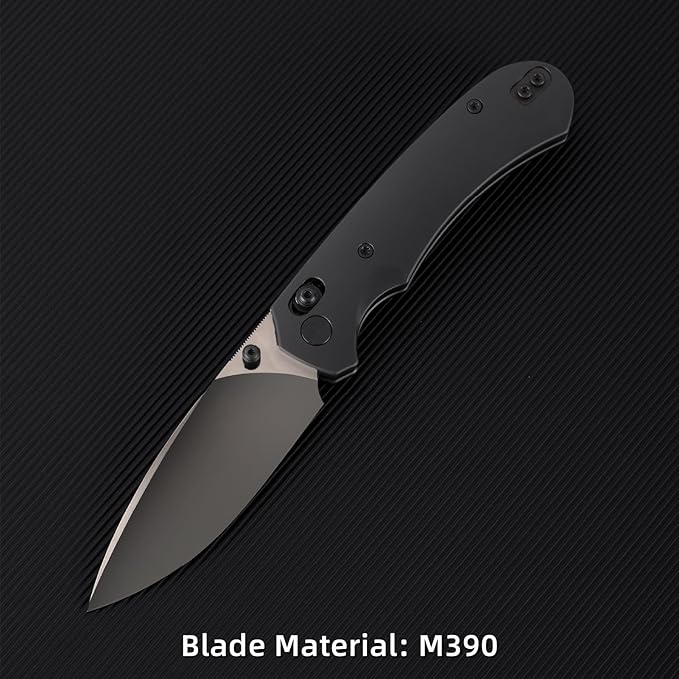 Folding Pocket Knife,3.31” M390 Blade,Erogonomic Titanium Handle,Hunting Survival Knife,EDC Knife