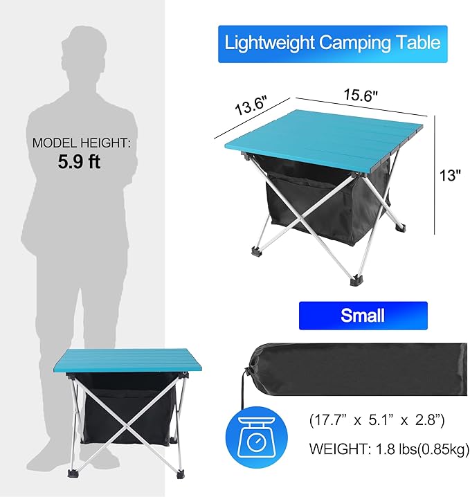 Grope Portable Camping Table Ultralight Aluminum Camp Table with Storage Bag,Beach Table for Sand