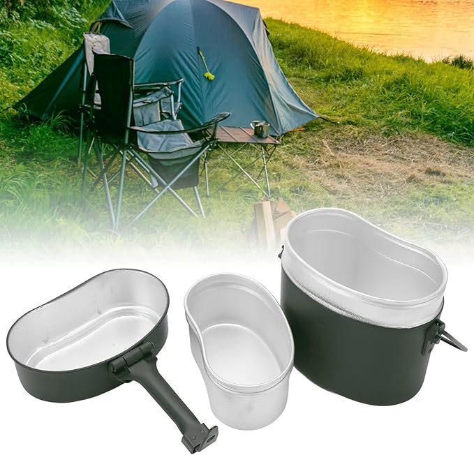 Military Mess Tin, Aluminium 180??Temperature Resistant Military Lunch Box Cookware Mess Kit Pots