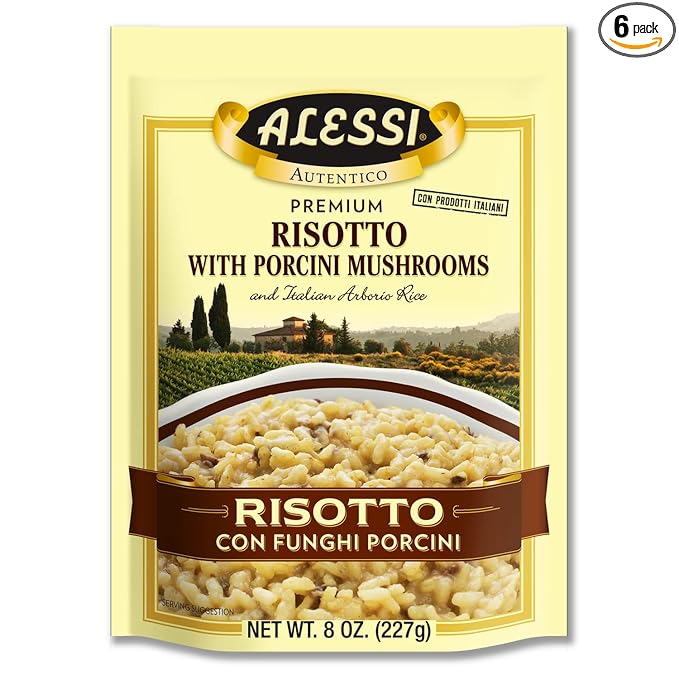 Alessi Autentico, Premium Seasoned Risotto, Italian Arborio Rice, Easy to Prepare, 8oz (Porcini