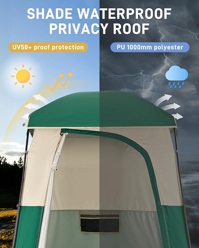 KingCamp Shower Tent, Portable Privacy Tent Outdoor Camping 1/2 Room Toilet Tents with Shower Bag &