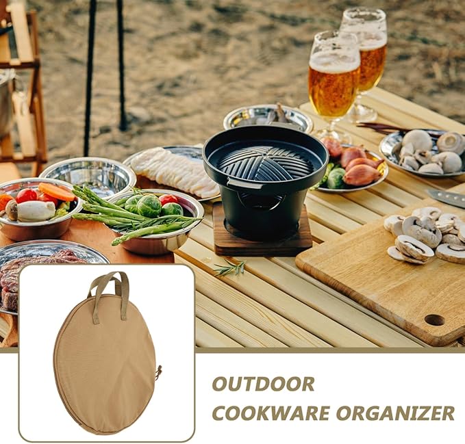 Garneck Outdoor Cast Iron Skillet Storage Bag Portable Frying Pan Pouch for Camp Cooking Convenient