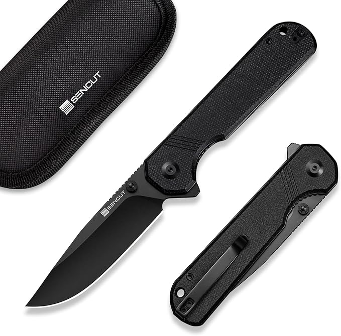SENCUT Aetheris Pocket Knife, EDC Folding Knife with 3.68'' 9Cr18MoV Blade & Canvas Micarta Handle