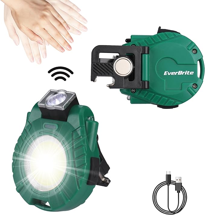 EverBrite COB Keychain Work Light, Mini Rechargeable Magnetic Keychain Light with Sensor Mode
