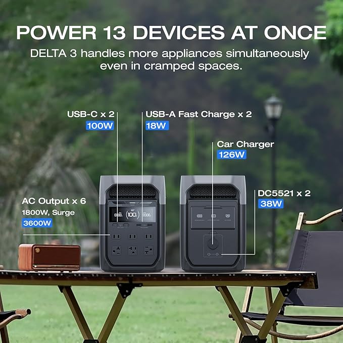 EF ECOFLOW Solar Generator Delta 3 with 160W Solar Panel, 1024Wh Portable Power Station, LFP