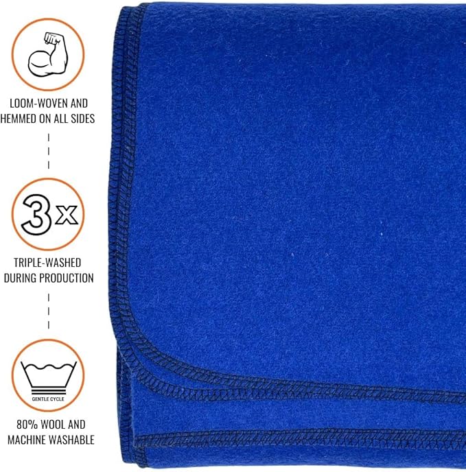 Arcturus Military Wool Blanket - Warm, Thick, Washable - Great for Outdoors, Camping, Stadium