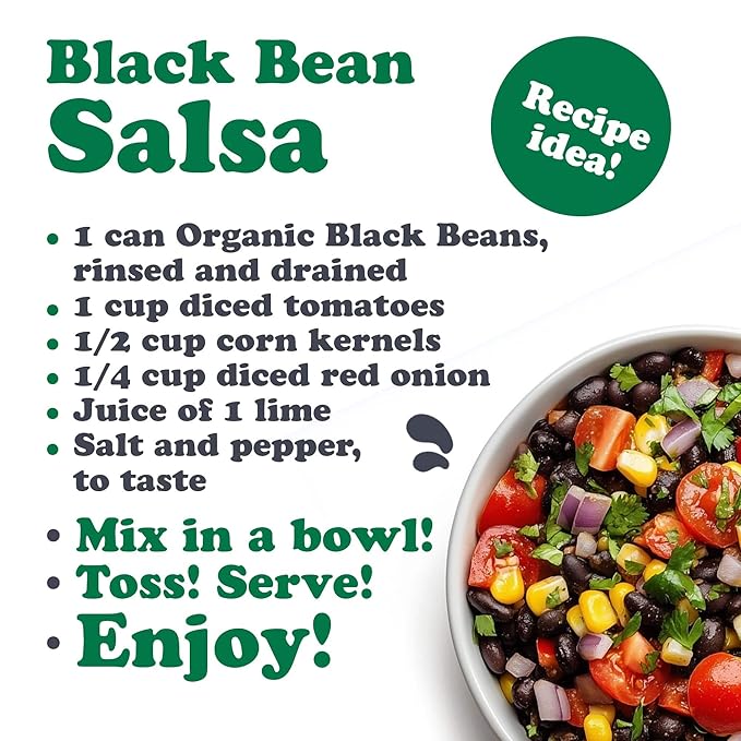 Food to Live Organic Canned Black Beans, 14 oz (Pack of 2) - Unsalted Non-GMO Frijoles Negro.