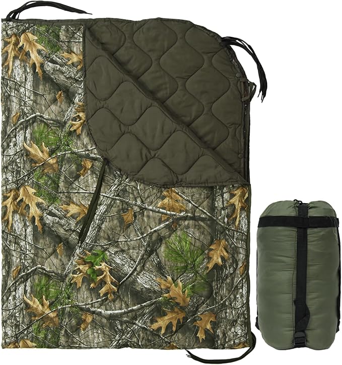 Military Poncho Liner 60”x 79” Camping Blanket Insulation Compact Waterproof for Travel Stadium