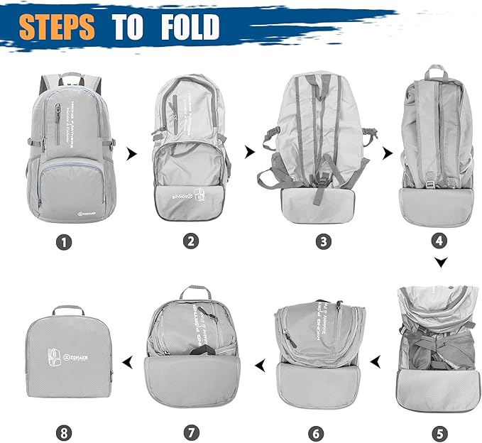 ZOMAKE Lightweight Packable Backpack, 35L Light Foldable Hiking Backpacks Water Resistant