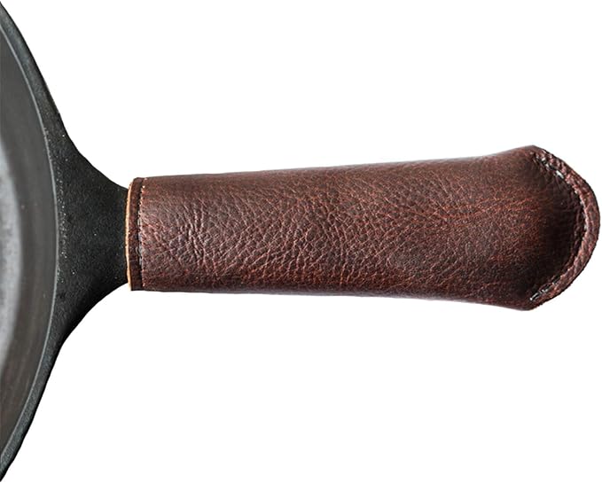 Leather Cast Iron Skillet Pan Handle Cover - Made In USA (Long 5.75")
