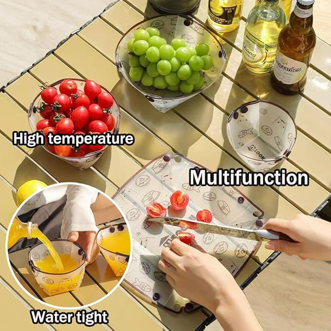 MIUPOO Collapsible Bowl Plate Cup Set,Portable Mess Kit,Food Grade Material Free Folding Plate for