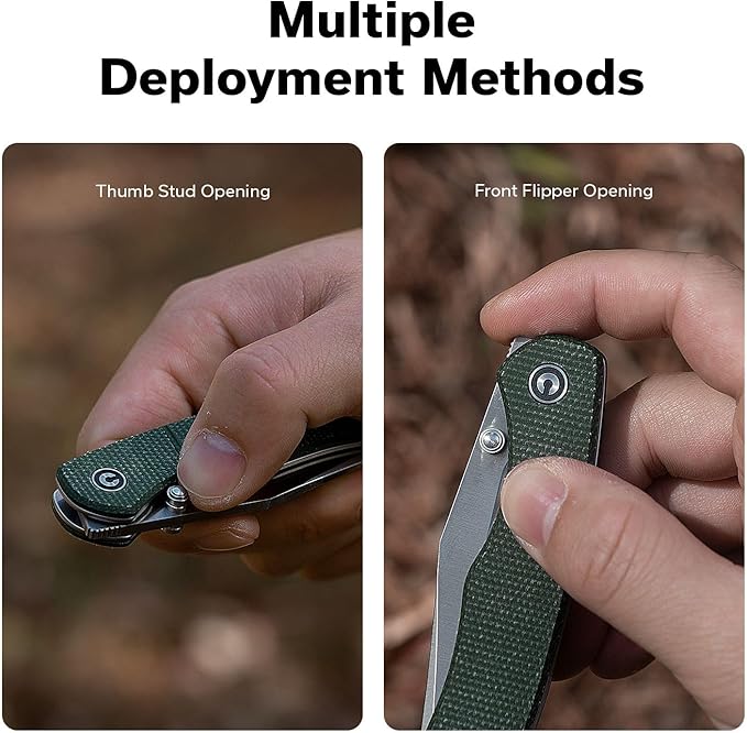 CIVIVI Clingman EDC Pocket Folding Knife with Titanium Reversible Clip, 2.99" Nitro-V Blade Micarta
