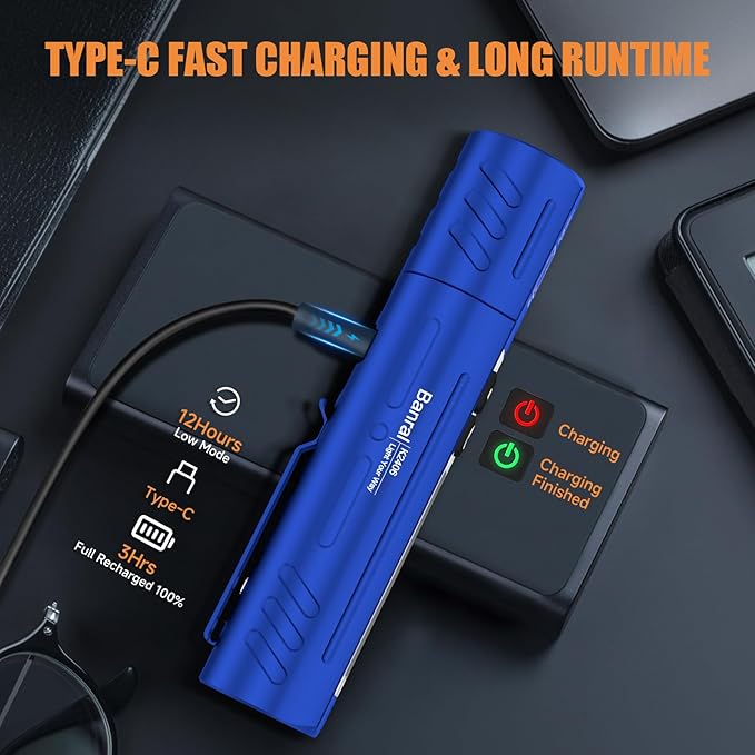 Rechargeable Tactical Flashlights High Lumens - Super Bright Small Powerful LED Magnetic USB C