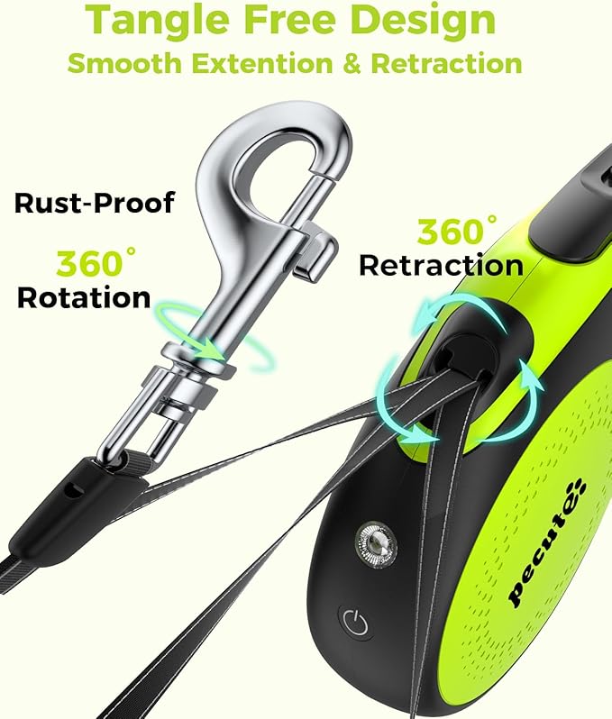 Retractable Dog Leash for Large Dog with Light Rechargeable, 16ft Heavy Duty Retractable Pet Leash