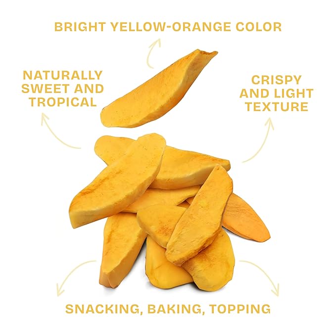 Drybox Freeze Dried Mangos Sliced | 100% Natural Fruit | Freeze Dried Mango Source | No Sugar &