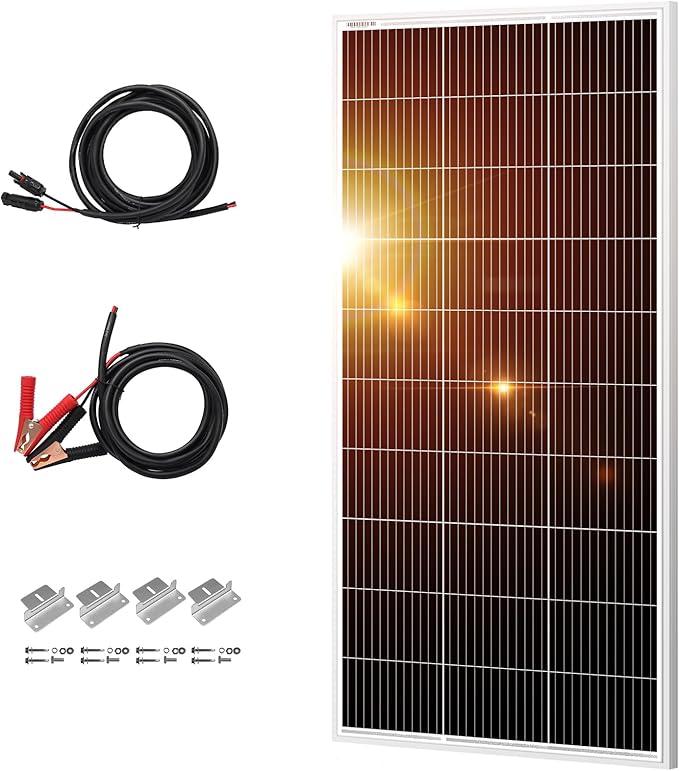 DOKIO 200W Solar Panel Kit 9-Busbar Monocrystalline with Aluminum Frame and MC4, Mounting Brackets
