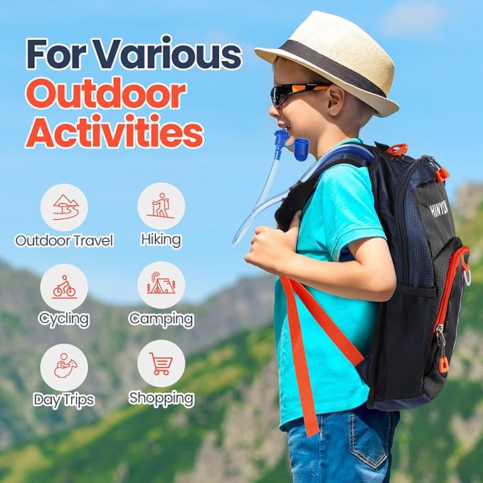 2 Pcs Kids Hydration Backpack with 1.5l Water Bladder Lightweight Kids Hiking Backpack Water