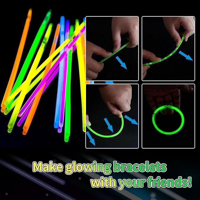 40 Pack 8” Purple Glow Sticks Bulk with 40 Connectors Neon Glow In Sticks Necklaces The Dark Party