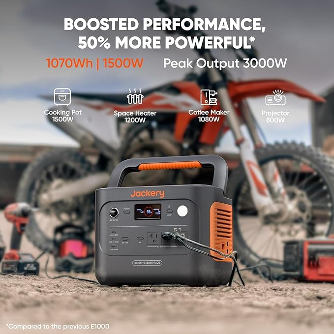 Jackery Solar Generator 1000 v2 with 2x100W Solar Panel,1070Wh Portable Power Station LiFePO4