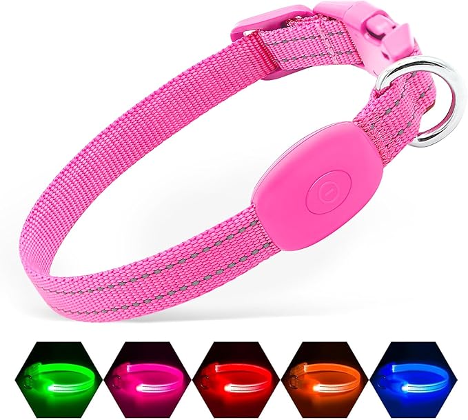 Illumifun LED Cat Collar, USB Rechargeable Light Up Dog Collar, Adjustable Safety Collar Light for