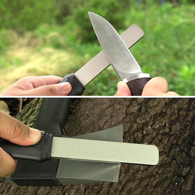 SHARPAL 121N Dual-Grit Diamond Sharpening Stone File Garden Tool Knife Sharpener with Angle Guide