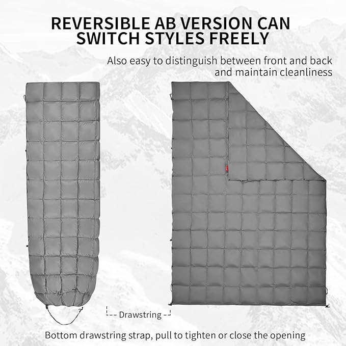 Down Camping Blanket, Muti-Use Outdoor Travel Blanket, Puffy Sleeping Bag Blanket, Waterproof