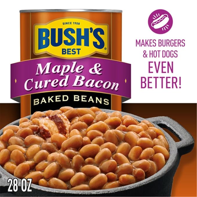 Bush's Best Baked Beans, Sweet Country Maple, 1 Maple Cured Bacon (28oz), 1 Country Style (28oz), 1