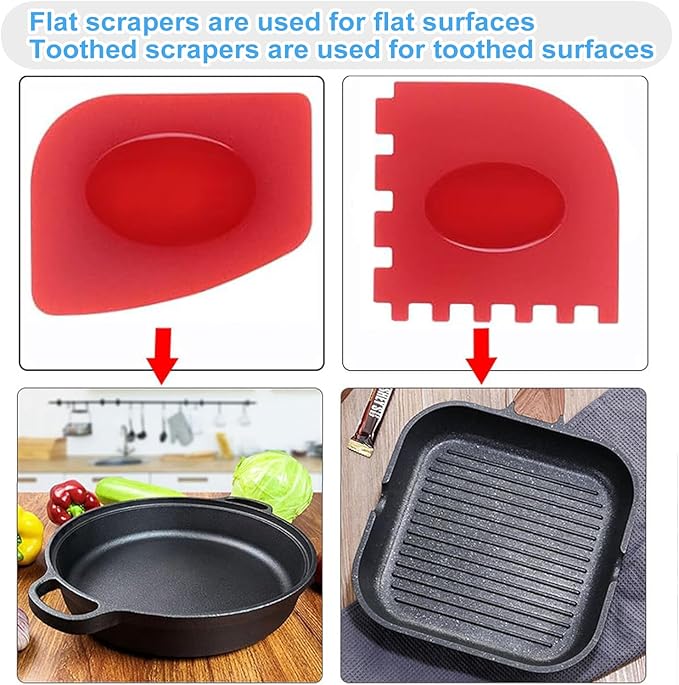 Onewly Cast Iron Scrubber and Scraper, Chain Mail Scrubber Cast Iron for Cleaning Dishes, Stock