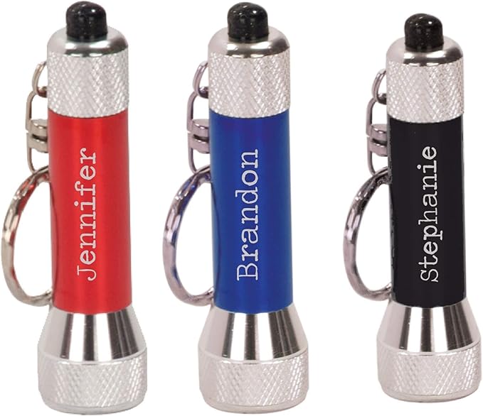 Personalized | Custom Engraved | LED Flashlight | Keychain | Available in 3 Colors