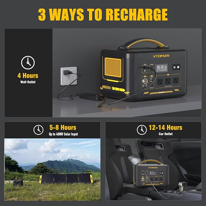 VTOMAN Jump 1800 Portable Power Station, 1548Wh LiFePO4 Solar Generator 1800W (Peak 3600W)