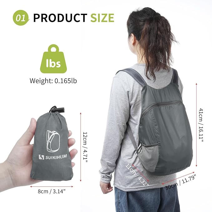 20L Ultra Hiking-Daypack Lightweight Foldable Travel Packable Backpack for Camping Cycling