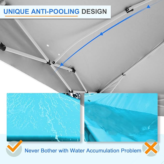 EAGLE PEAK Pop Up Canopy Tent with Wheeled Carry Bag, 8 Stakes, 4 Ropes, 4 Weight Bags, Easy Set Up