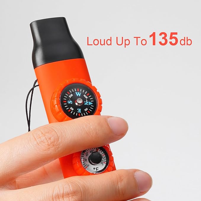 Emergency Survival Safety Whistle，Whistle for Kids with Lanyard,Compass,Thermometer,Ideal for
