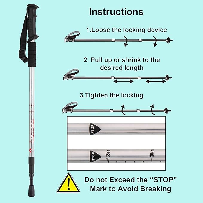 Aihoye Hiking Trekking Poles, 2 Pack Collapsible, Lightweight, Anti Shock, Walking Sticks