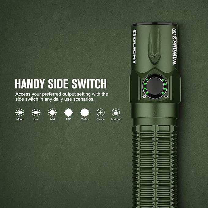OLIGHT Warrior 3S 2300 Lumens Rechargeable Tactical Flashlight, Compact Dual-Switches LED Bright