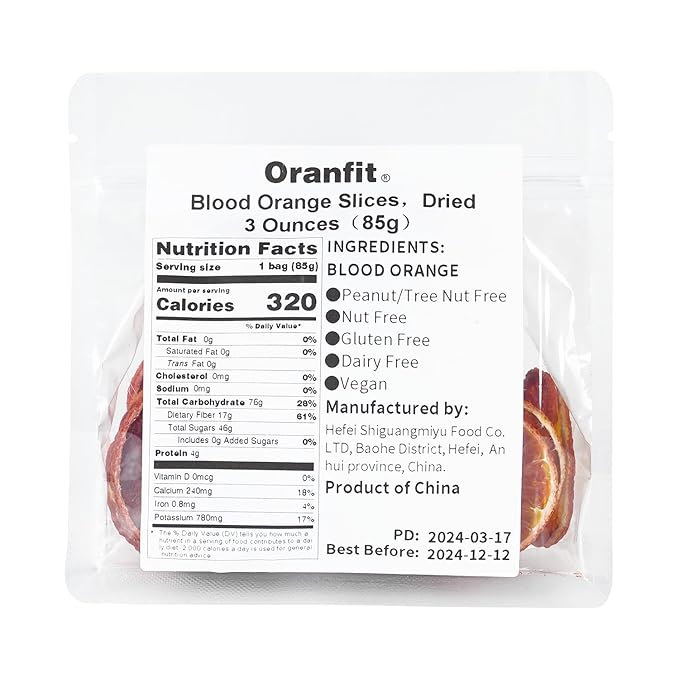 Oranfit Dried Blood Orange Slices 3oz/85g(30 to 40 slices)