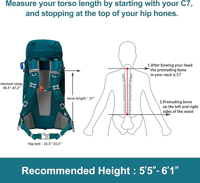 N NEVO RHINO Internal Frame Hiking Backpack 50/60/65/70/80L, Mountain Climbing Camping Backpack