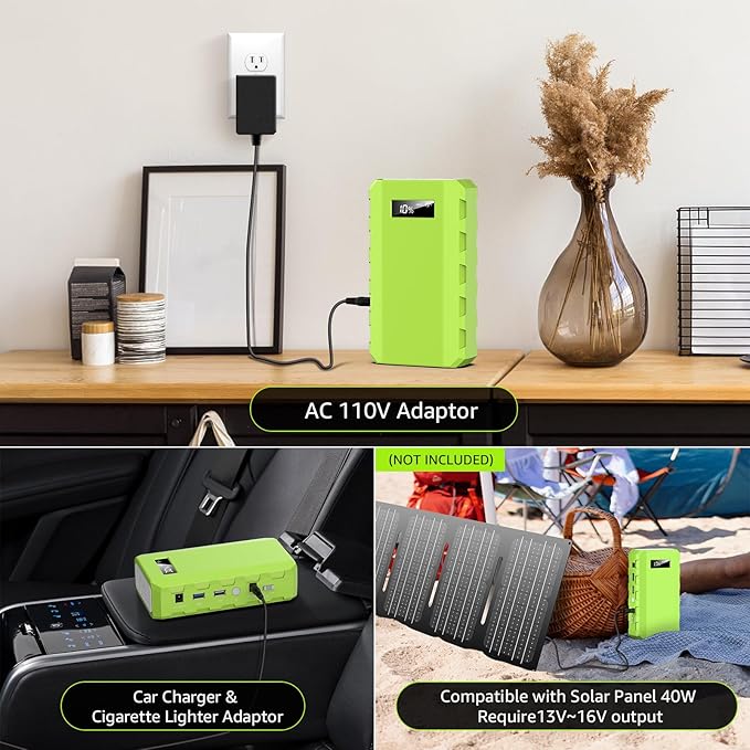 powkey Portable Power Station with AC Outlet, 65W/110V External Battery Pack 24000mAh/88.8Wh Power