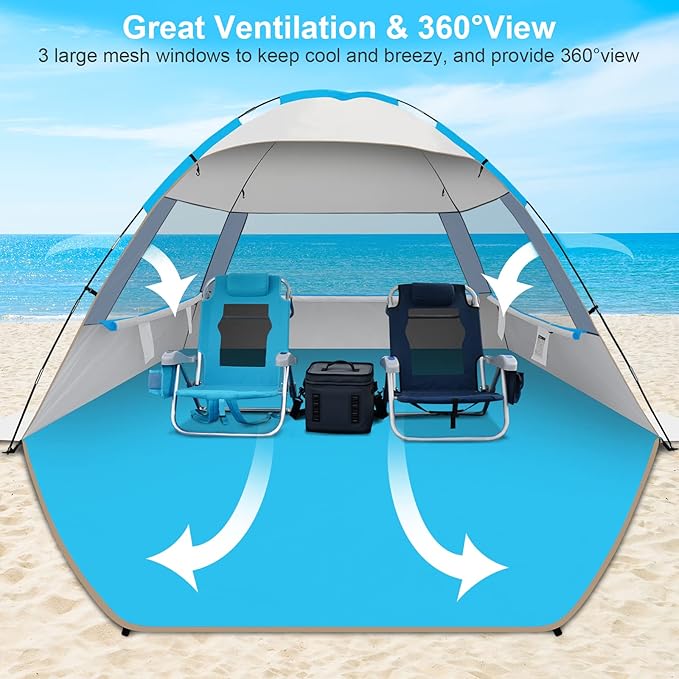 Gorich Beach Tent Sun Shelter for 3/4-5/6-7/8-10 Person with UPF 50ï¼?UV Protection, Lightweight &