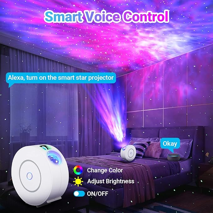 Star Projector, Galaxy Projector for Bedroom, Smart APP & Voice Control Galaxy lamp, Compatible