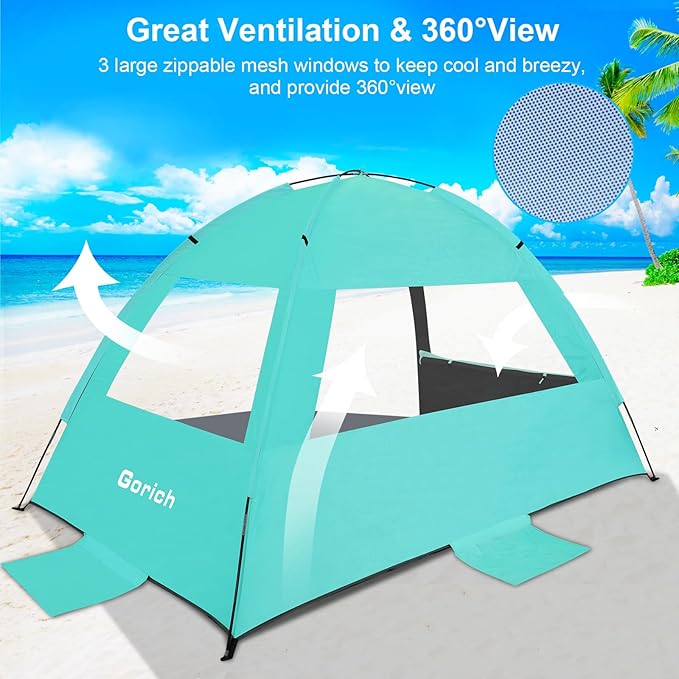 Gorich Beach Tent Sun Shelter for 3/4-5/6-7/8-10 Person with UPF 50ï¼?UV Protection, Lightweight &
