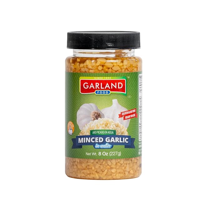 Garland Food Minced Garlic in Water 8 oz ??Made in the USA - Minced Garlic in Jar for Fresh Flavor