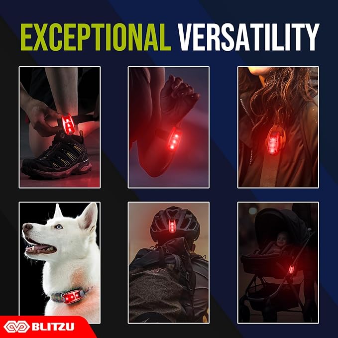 4 Pack LED Safety Light, Clip on Reflective Gear Lights for Walking at Night, Running, Jogging