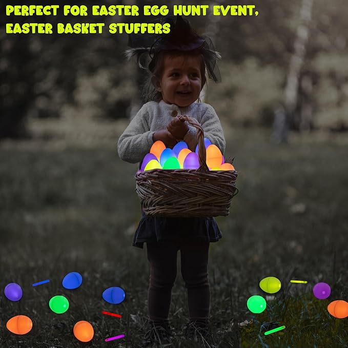 POPGIFTU 200 Mini Glow Sticks Bulk Pack, 8 Bright Colors 1.96" Glow in the Dark Sticks for Easter